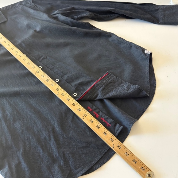 Robert Graham Designer All Black Paisley Print Flip Cuff Dress Shirt Mens XL - Picture 8 of 8